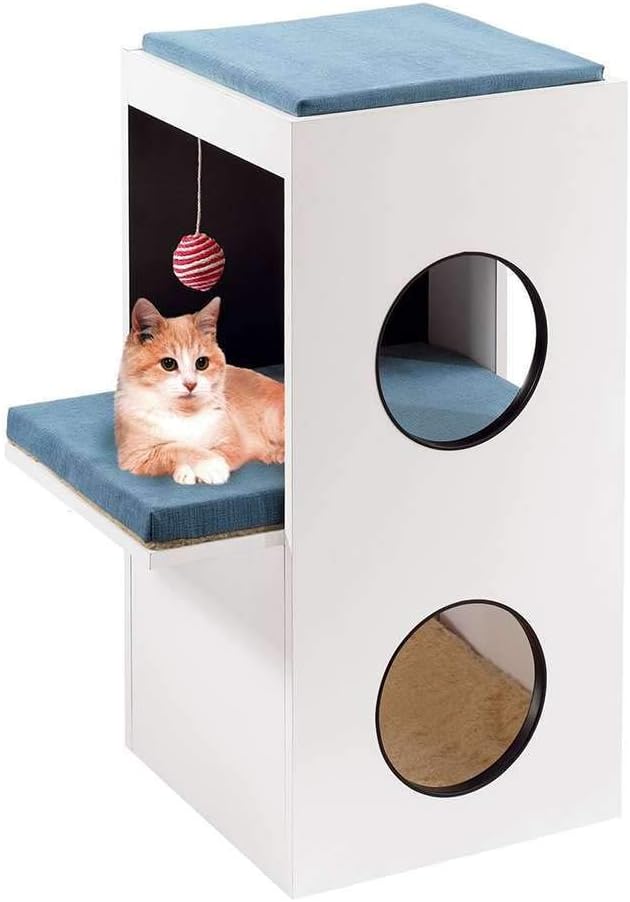 Ferplast Kratzbaum Kletterbaum Katzenkratzbaum Katzenbaum Blanco, 40 x 55 x Höhe 80 cm., Blanco