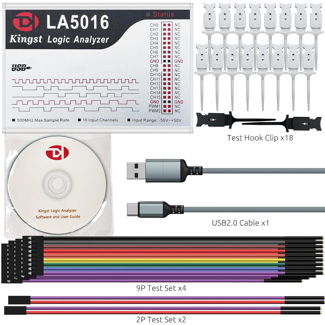 InnoMaker LA5016 USB-Logikanalysator - 16 Kanäle 500MS/s 10GB Tiefe PWM-Generator, MCU ARM FPGA Debu