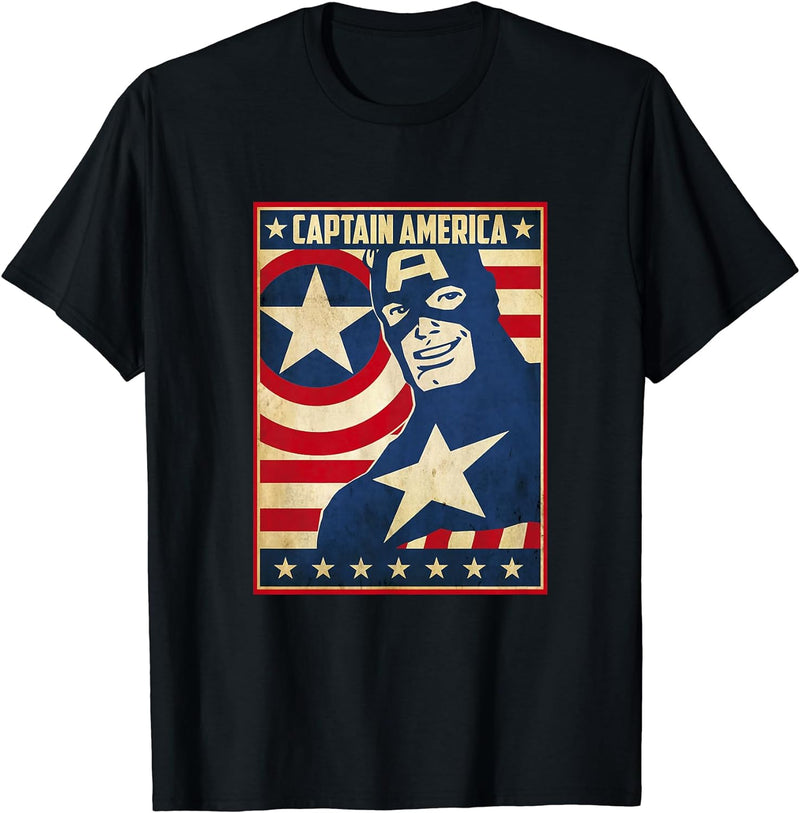 Kids Marvel Captain America Avengers Poster Graphic T-Shirt 6 Silver