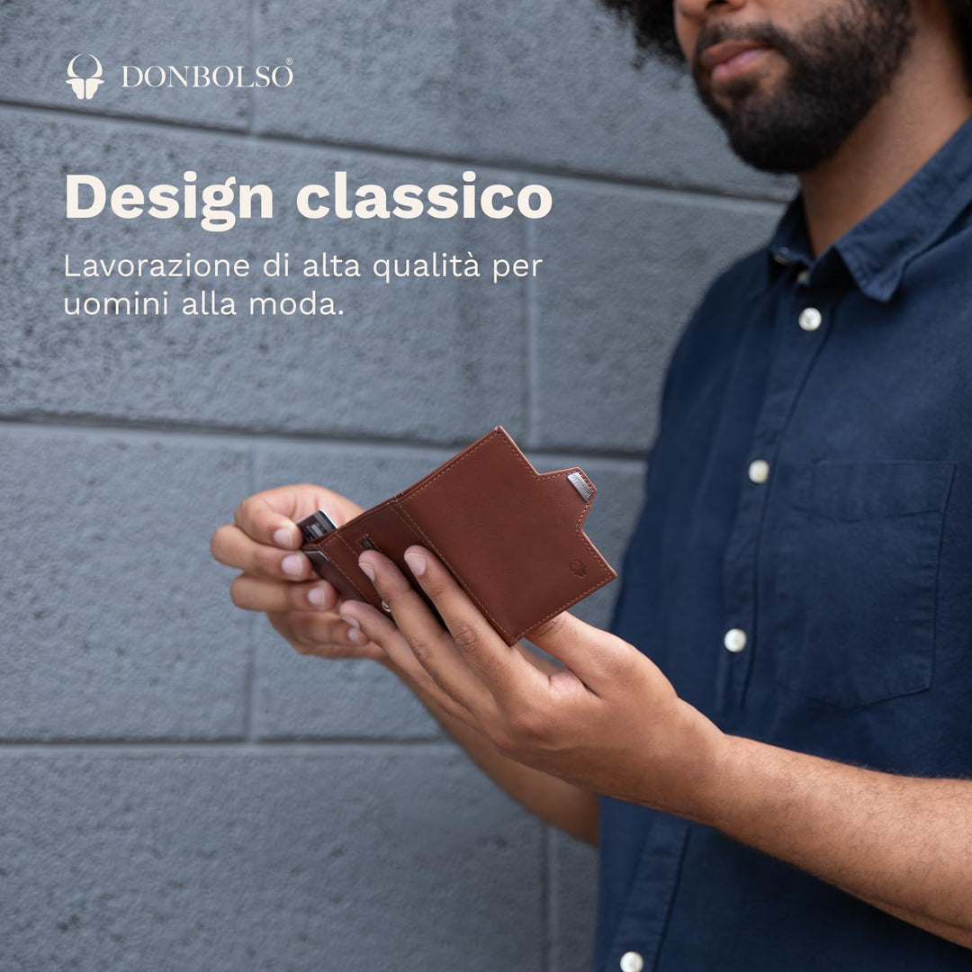 DONBOLSO Wallet NextGen Leder - Slim Wallet mit Münzfach - Geldbeutel mit RFID Schutz - Kartenetui b