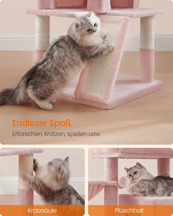 Feandrea Kratzbaum, Katzenbaum mit grosser Plattform, pastellrosa PCT051P01, pastellrosa