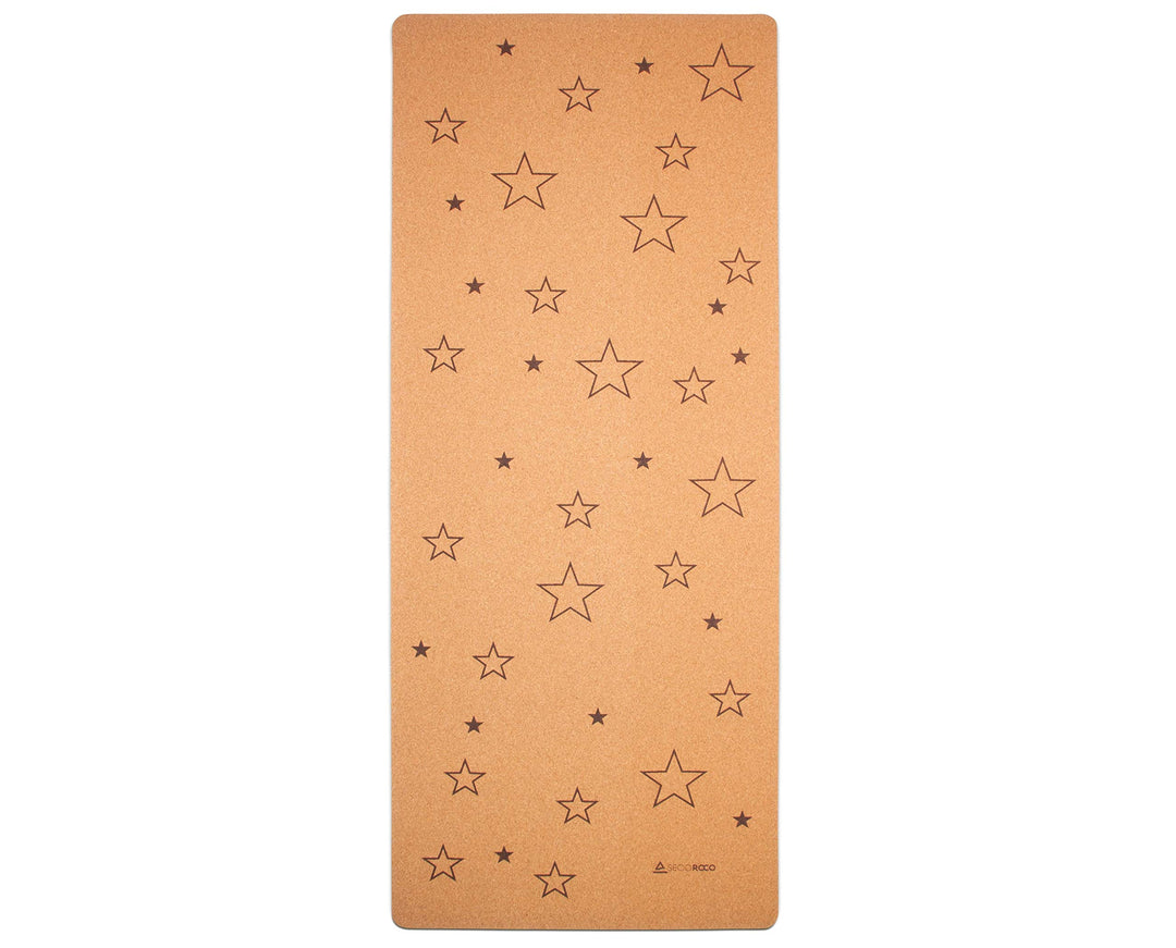 Yogamatte für Kinder aus Kork &amp; Kautschuk mit Sterne, Grösse 155x61cm, schadstofffrei, rutschfest, v