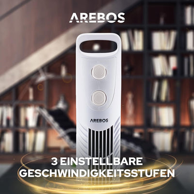 Arebos Turmventilator mit Timer | 40 Watt | 75°-Oszillation | Ventilator mit 3 Geschwindigkeitsstufe