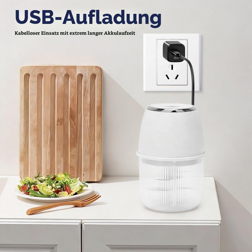 Tragbarer Mini-Zerkleinerer,Mixer Küche, Gemüsezerkleinerer Zwiebelschneider mit USB-Anschluss, Univ