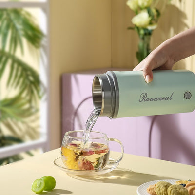 Elektrischer Reise-Wasserkocher 500ml, Tragbarer Mini-Wärmebecher, 3-in-1, Mini-Thermoskanne 304, Ge