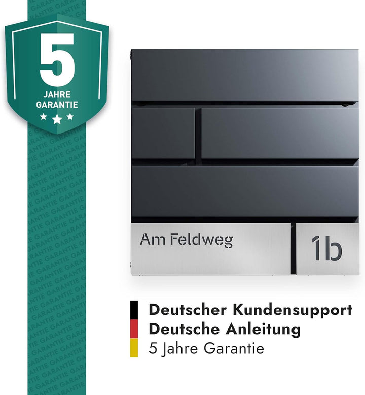 Forgard wetterfester Briefkasten mit Zeitungsfach, personalisierte Briefbox mit Hausnummer und Stras