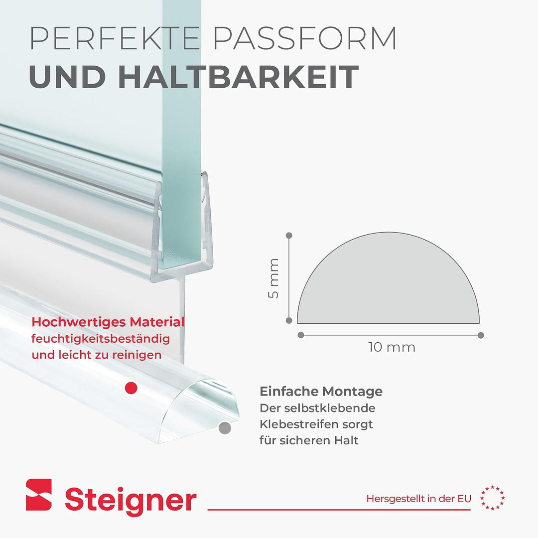 STEIGNER 110cm Schwallschutz Acryl Halbrundstab - SDD03 Höhe 5mm - Spritzschutzprofil Halbrundprofil