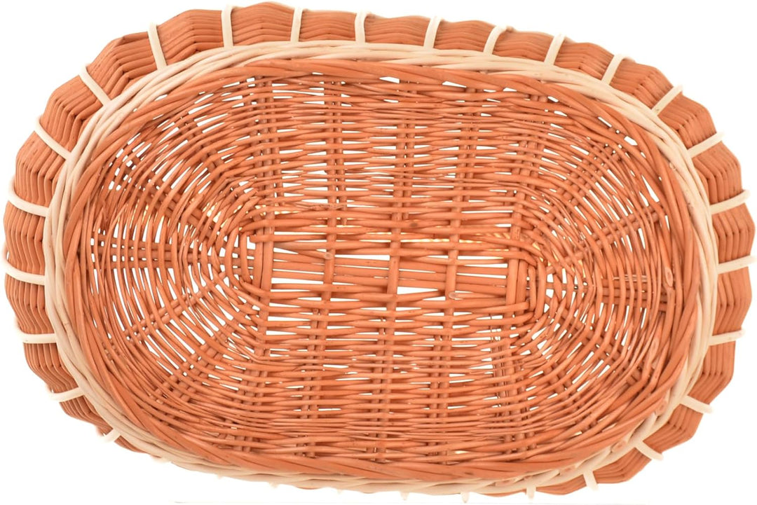 Weidenkorb Einkaufskorb geflochten 41 x 40 x 26,5 cm Zweifarbig, Picknickkorb, Pilzkorb, Einkaufskör