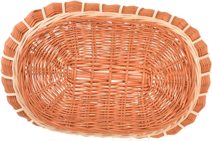 Weidenkorb Einkaufskorb geflochten 41 x 40 x 26,5 cm Zweifarbig, Picknickkorb, Pilzkorb, Einkaufskör