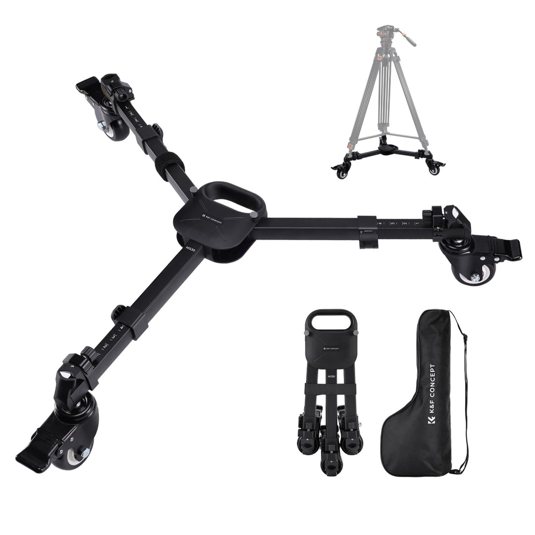 K&F CONCEPT Heavy Duty Tripod Dolly, Universal Fotografie Stativ Wagen für Stative Lichtstative,Hoch