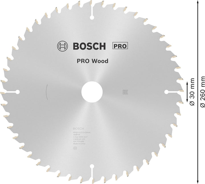 Bosch Professional Zubehör 2608641202 Kreissägeblatt Optiline Wood 260 x 30 x 3,2 mm, 48, 260 x 30 x