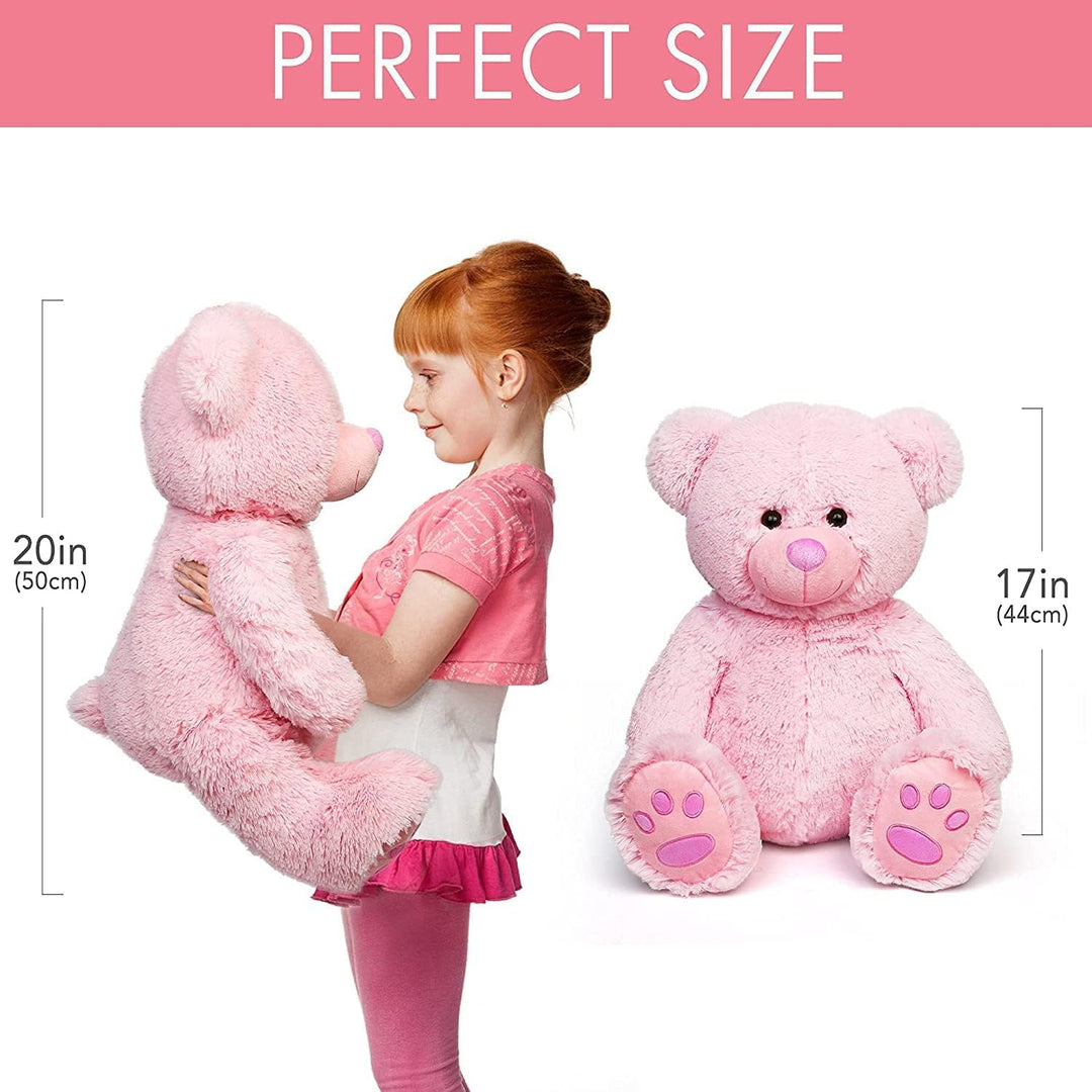 LotFancy Teddybär Kuscheltier 50cm, Plüschtier Stofftier Teddy, Süsses Geschenk für Kinder Mädchen F