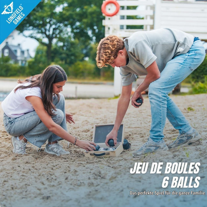Weible Spiele 010208 - Boules-Set in Holzkiste, 6-teilig,