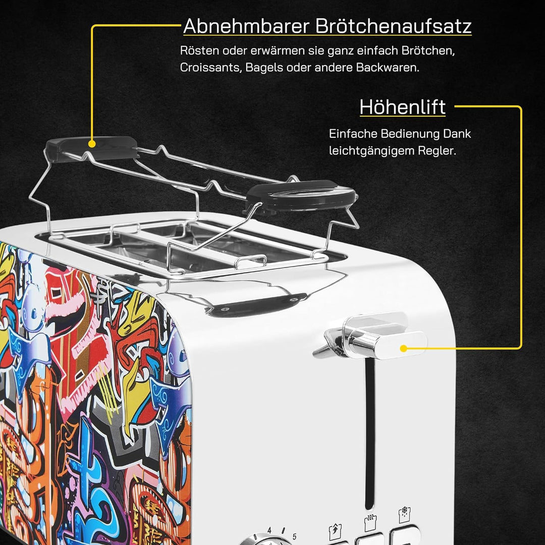 TOAST 3010 G | Toaster 2 Scheiben mit Brötchenaufsatz | 7 Leistungsstufen | 850 W | Auftau-, Aufwärm