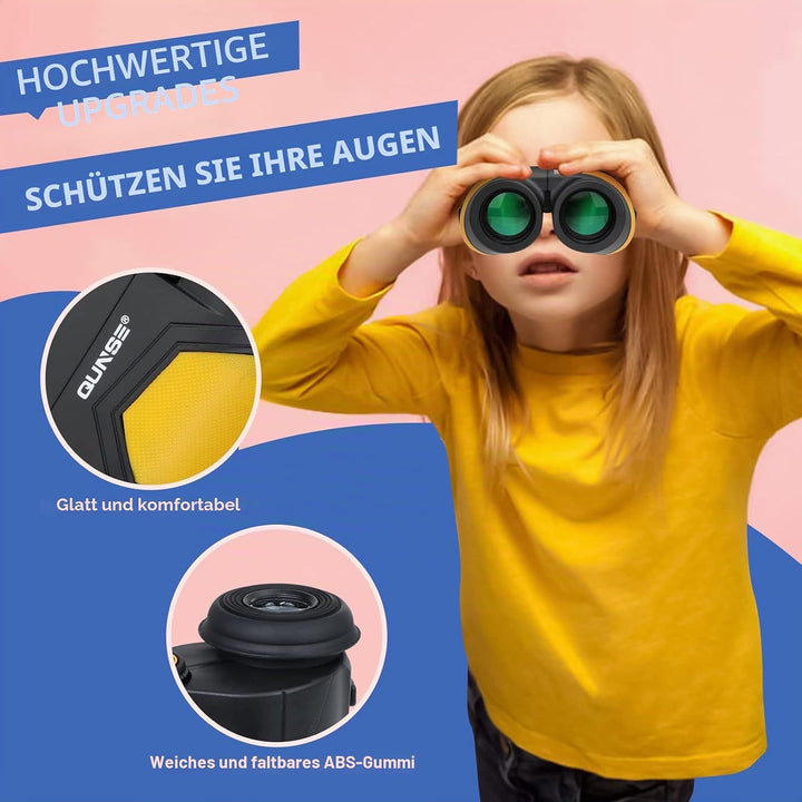 QUNSE 12x25 Kompakt Fernglas Kinder Erwachsene Ferngläser Klein mit Nachtsicht Schwachem Faltbares E