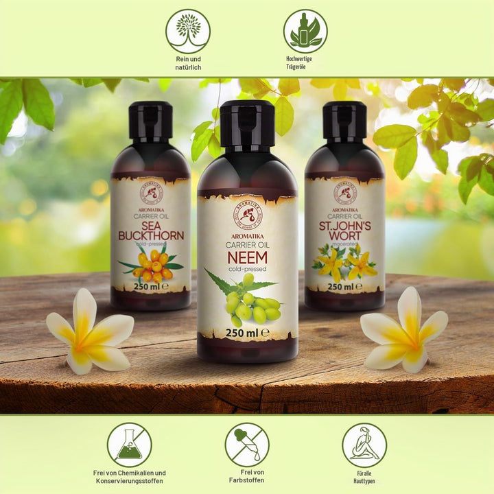 Neemöl 250ml - Neem Öl - Azadirachta Seed Oil - Natürliches und Reines - Kaltgepresstes Reine Unraff