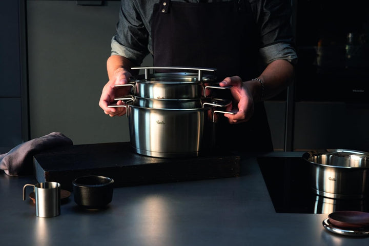 Fissler Phi Collection hoher Kochtopf (24 cm, 6,5 L) mit Glasdeckel – extra grosser Edelstahl-Topf,