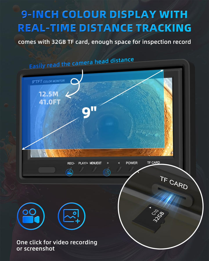 Rohrkamera mit Entfernungszähler, 30M Kanalkamera mit Ortung, Kamera für Röhre Abfluss Endoskop Selb