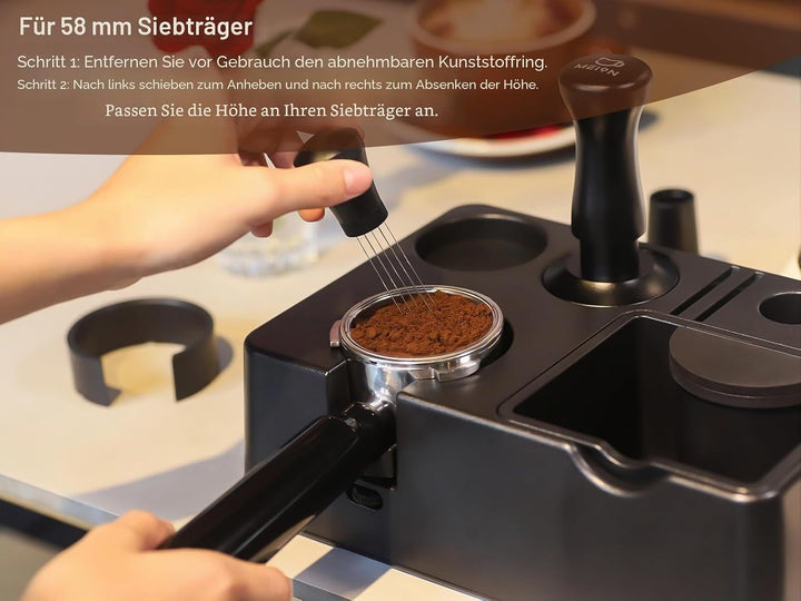 MEION Espresso-Tampingstation, abnehmbare Espresso-Klopfbox und Tamp-Station, 10-in-1-Espresso-Organ