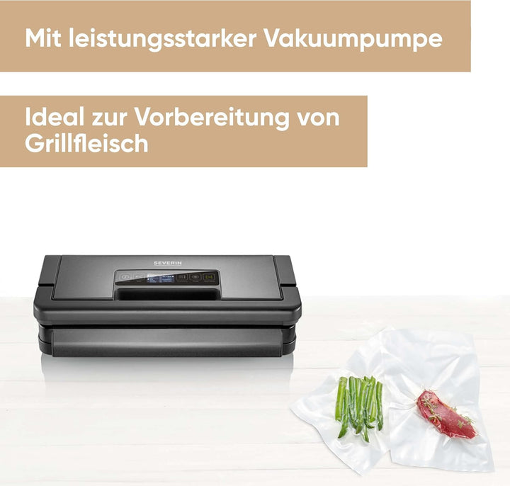 SEVERIN Vakuumiergerät, Vakuumierer zum Konservieren von Lebensmitteln, flexibel einsetzbares Folien