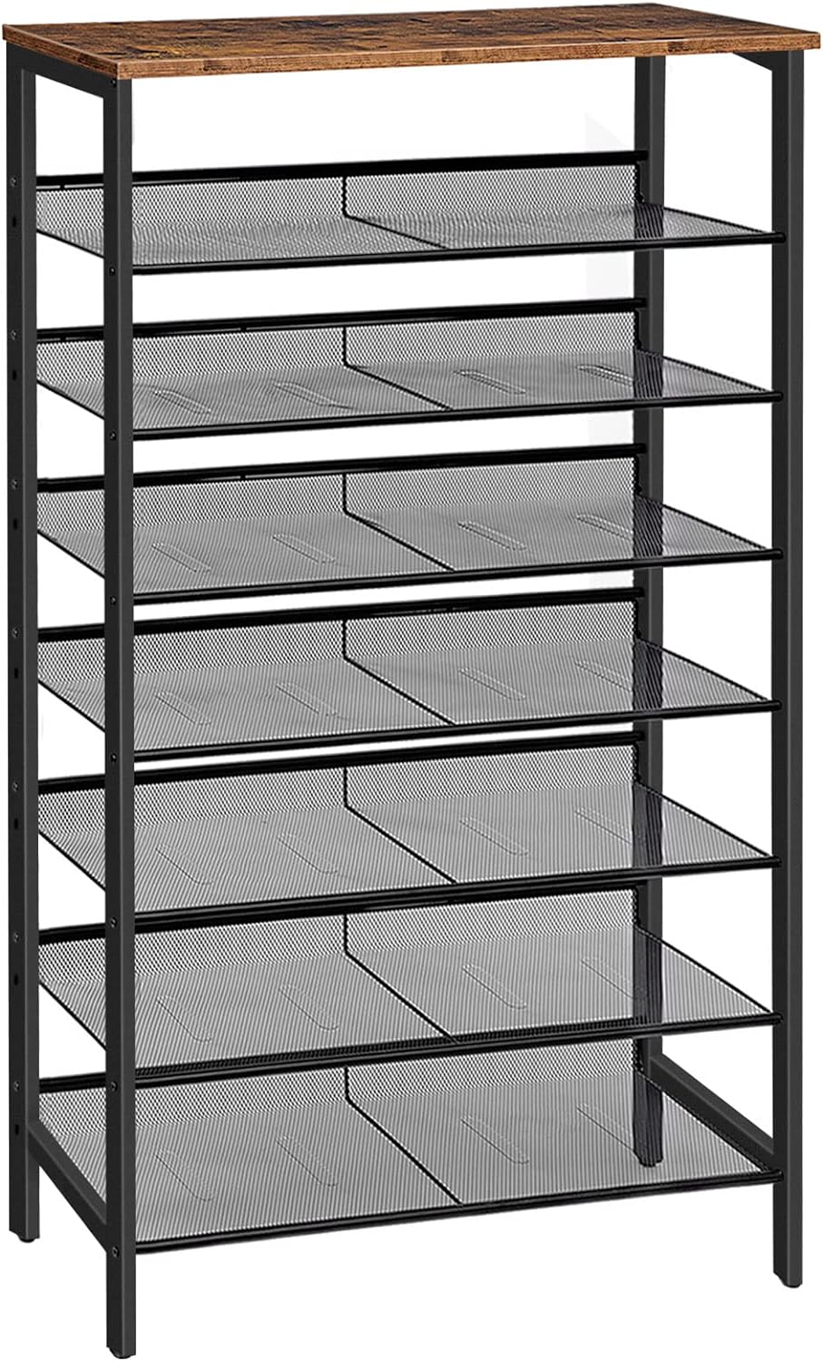 HOOBRO 8-stöckiges Schuhregal, Schuhschrank hoch, Grosse schmal Schuhablage, mit flache und kippbare
