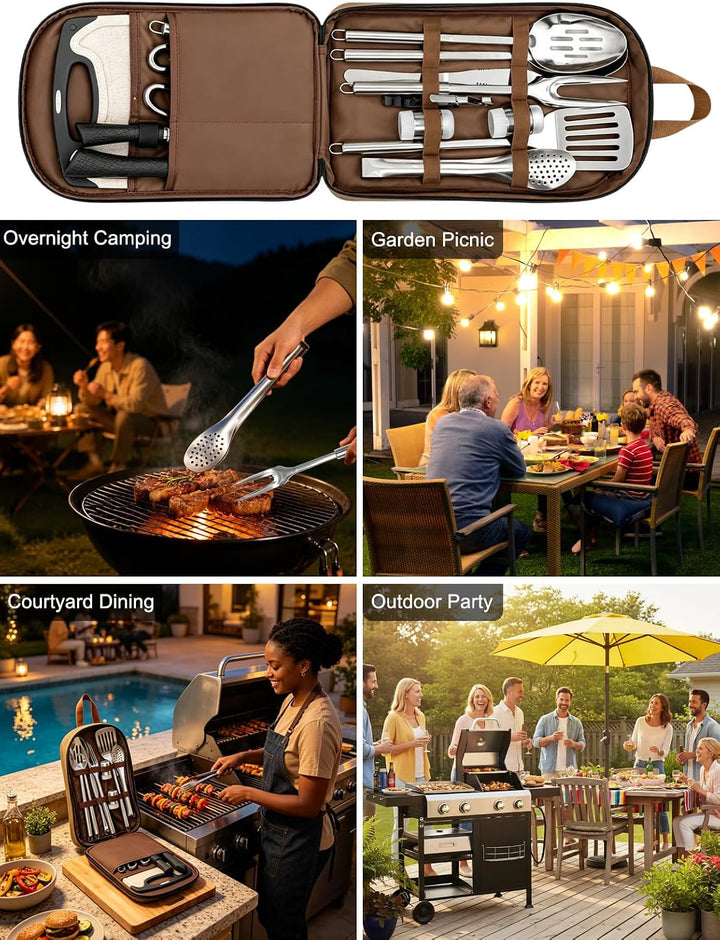 Camping-Kochgeschirr, 15pcs Camping Zubehör Kochen Camp Essentials Edelstahl Outdoor Kochgeschirr mi
