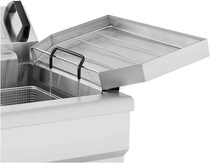 Royal Catering Elektrisches Fettbackgerät Edelstahl mit Ablage 23 L 3000 W 60-200 °C Fettablaufhahn