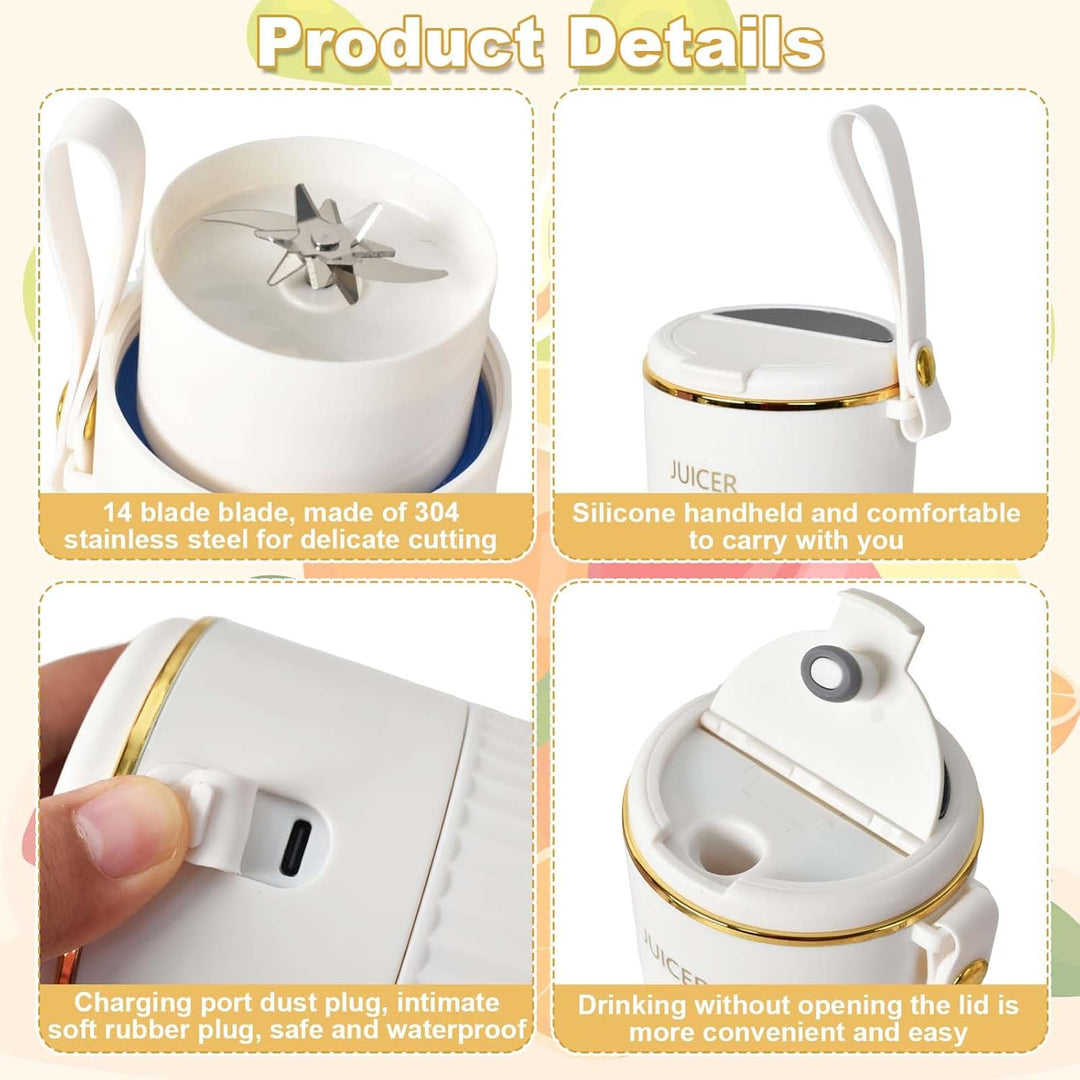 Tragbarer Mixer, Mini-Mixer, USB-C Wiederaufladbarer Persönlicher Mixer für Smoothie und Shakes, 340