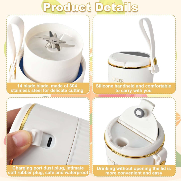 Tragbarer Mixer, Mini-Mixer, USB-C Wiederaufladbarer Persönlicher Mixer für Smoothie und Shakes, 340