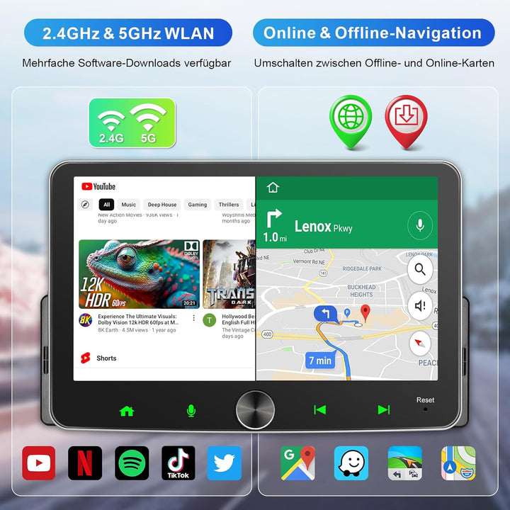 Android Autoradio 1Din Wireless CarPlay Android Auto Radio mit Bildschirm 7 Zoll 2G+32G Car Play Tou