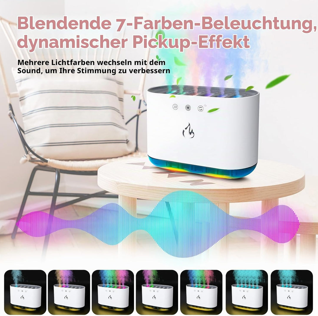 AiQInu Luftbefeuchter 900ML, Dynamischer Pick-up Humidifier Schlafzimmer mit 6 Düsen und 7 Farben LE