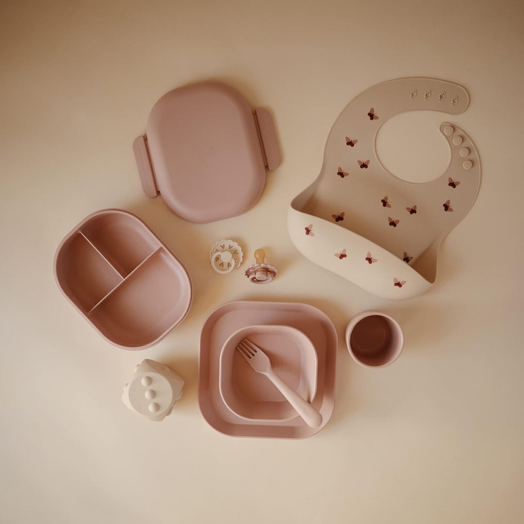 mushie Lunchbox Kinder Brotdose Vesperdose für Kindergarten und Schule | Trennwand & Fächern mit ver