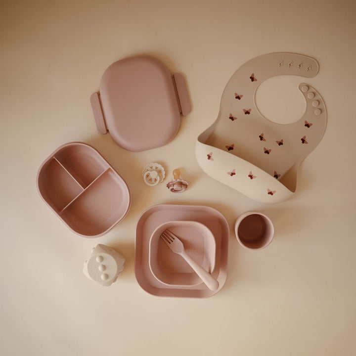 mushie Lunchbox Kinder Brotdose Vesperdose für Kindergarten und Schule | Trennwand & Fächern mit ver