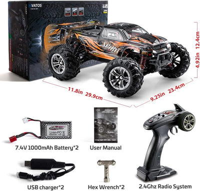 VATOS Ferngesteuertes Auto, Bürstenloses RC Auto 52 km/h 1:16 Monstertruck 2,4 GHz All Terrains Craw