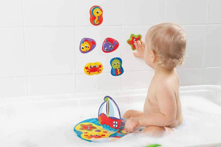Playgro Badepuzzle, 9-teilig, Mit bunten Tiermotiven, Ab 6 Monaten, BPA-frei, Grösse: 25 x 25 cm, Fl