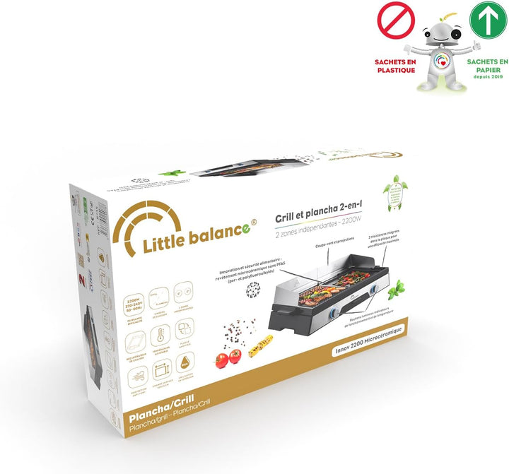 Elektrische Grillplatte – LITTLE BALANCE – 8735 – Innov 2200 – Mikrokeramik ohne PFAS