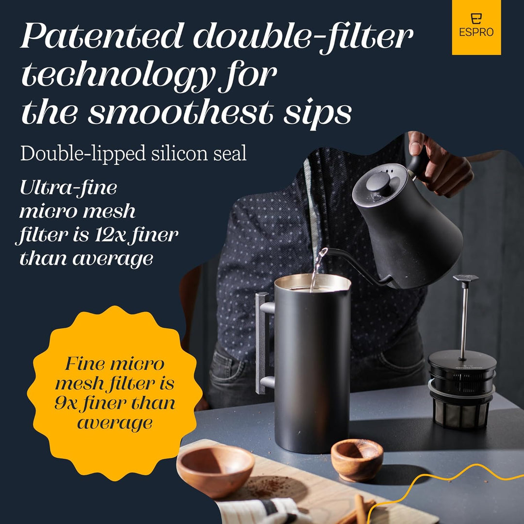 ESPRO – P6 French Press – doppelwandiger, isolierter Kaffee- und Teebereiter aus Edelstahl, 32 Unzen