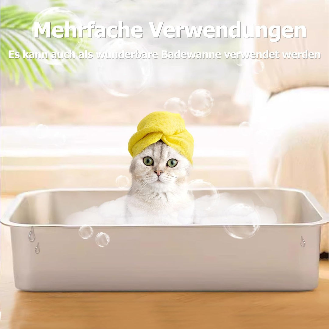 Edelstahl Katzenklo Grosse, XXL Metall Toilette für Grosse Katzen, Offenes Klo ohne Deckel, Hop-in K