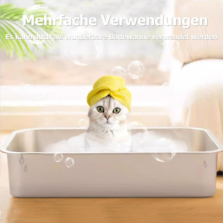 Edelstahl Katzenklo Grosse, XXL Metall Toilette für Grosse Katzen, Offenes Klo ohne Deckel, Hop-in K