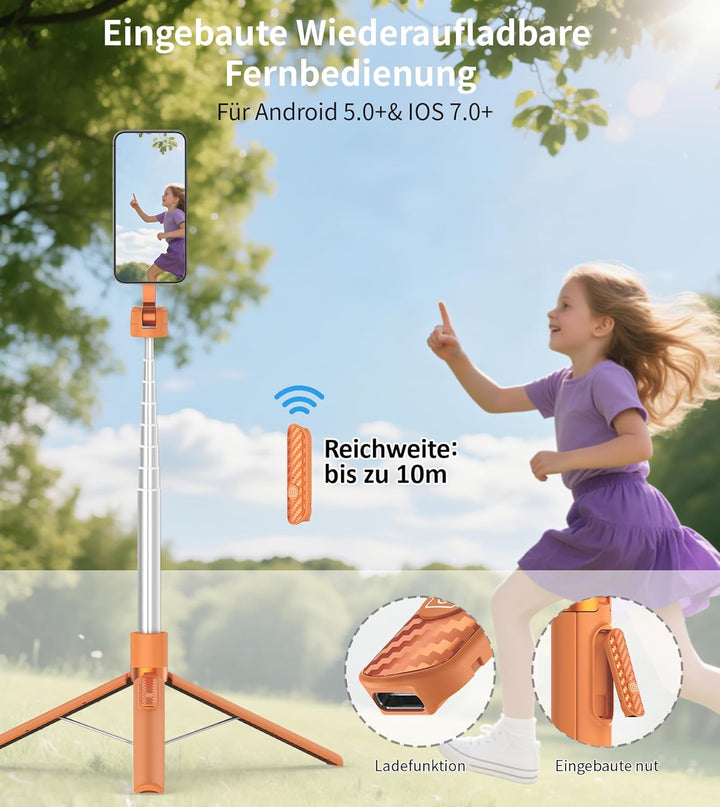 TONEOF 173cm Magnetisches Selfie Stick Stativ, Stark Magnetischer Aluminium Halter für Magsafe, 360°