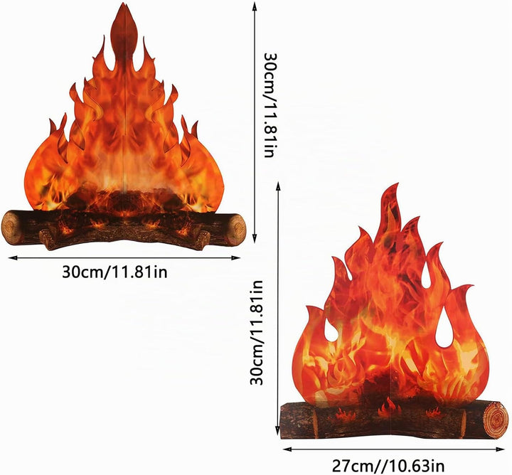 4 Pieces 3D Dekorative Pappe Lagerfeuer Herzstück, Künstliches Feuer, Lagerfeuer Herzstück, Pappe La