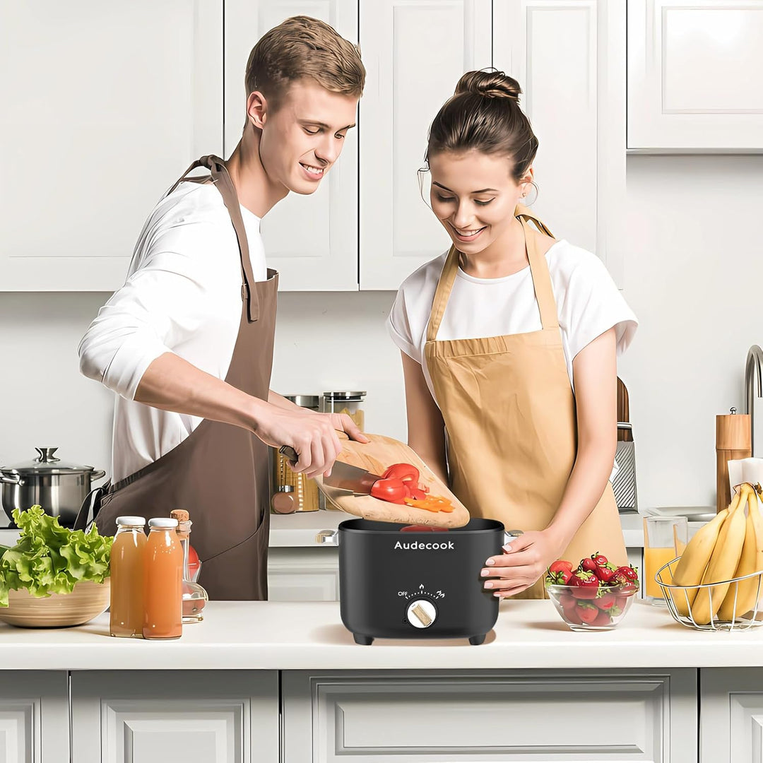 Audecook Elektrischer Hot Pot, 2.5L Tragbare Antihaft Multikocher, Antihaftbeschichtung mit Wabentex
