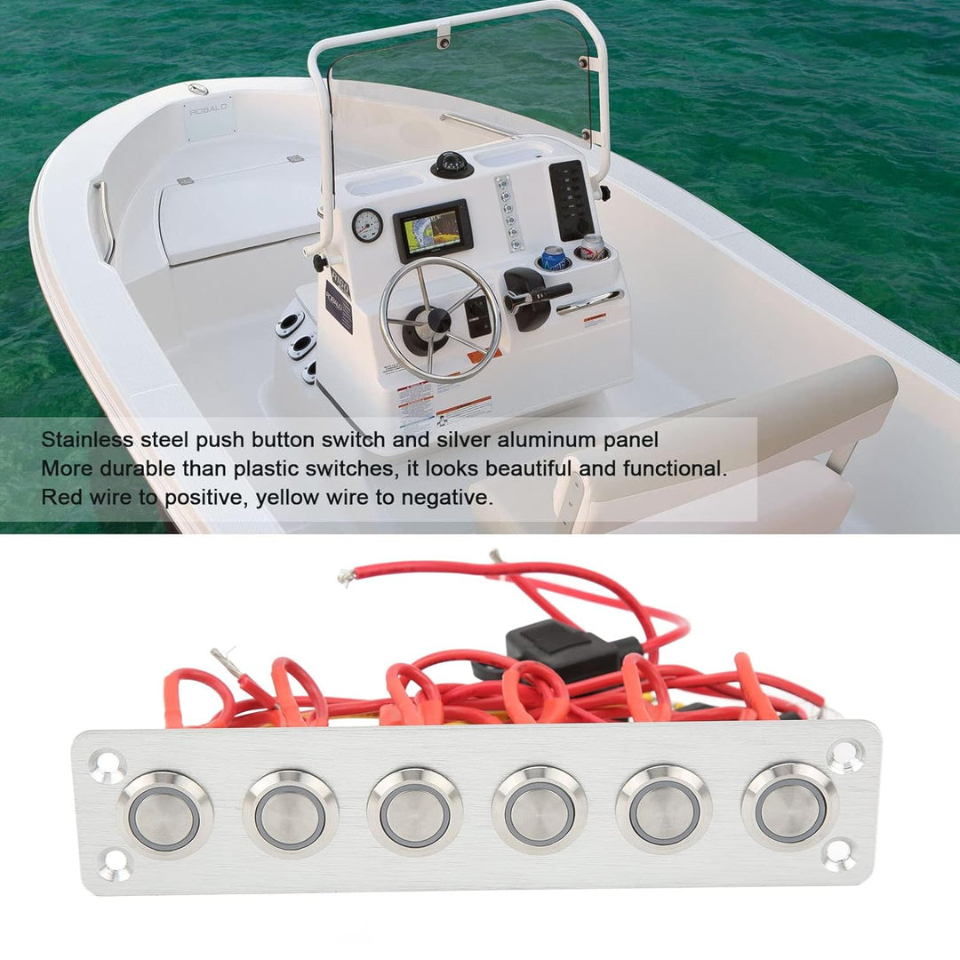Leapiture Marine Boat Switch Panel für Auto RV Yacht 12 V DC System 6 Gang Druckschalter Blau Hinter