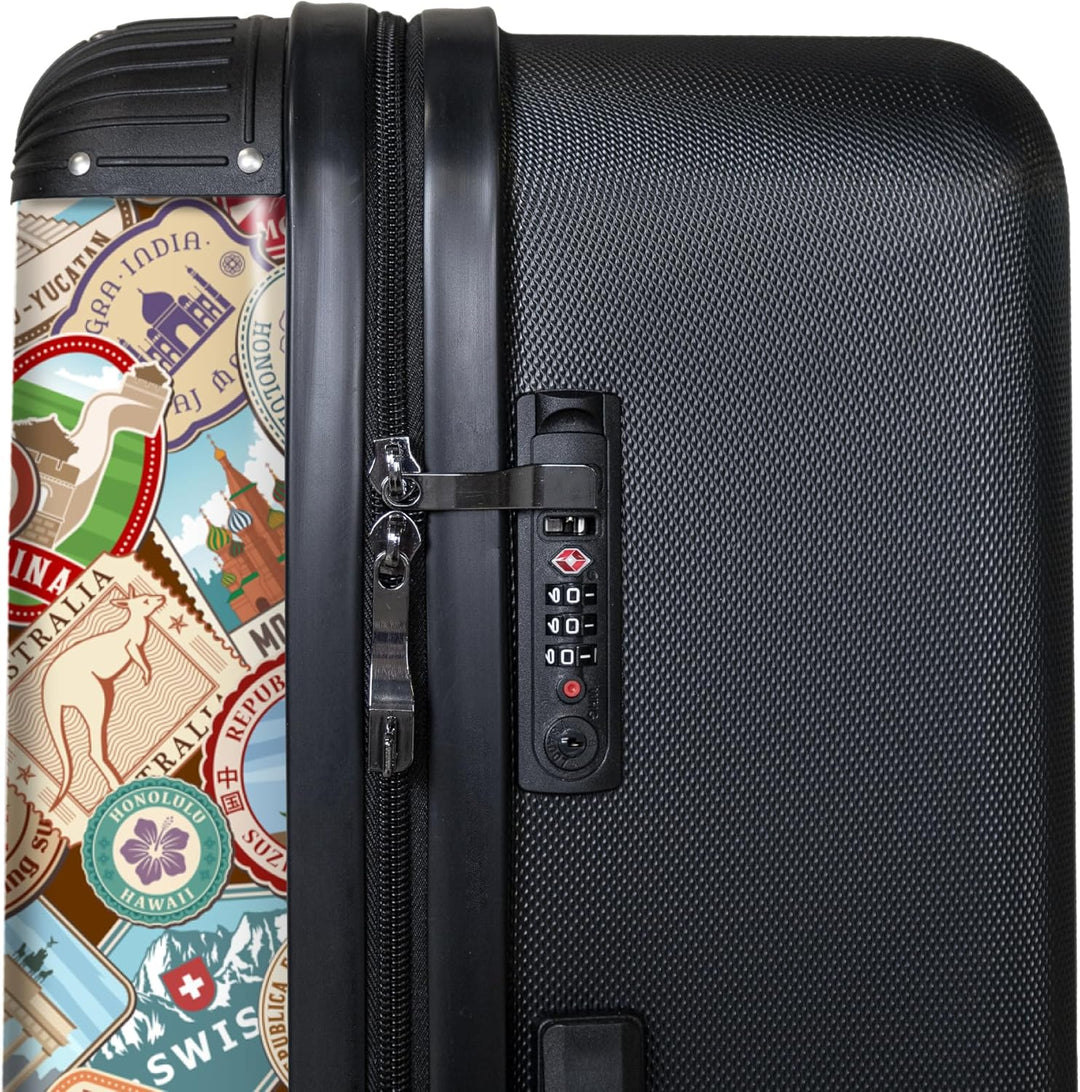 NoBoringSuitcases.com® Koffer XL Gross 77x51.5x28 cm Reisekoffer mit 4 Rollen Leicht Trolley Hartsch