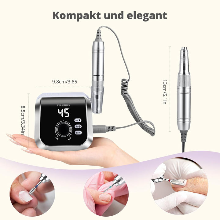 Nagelfräser für Gelnägel 45000 U/MIn, Professionell Fräser Nägel Elektrische Nagelfeile mit Fusspeda