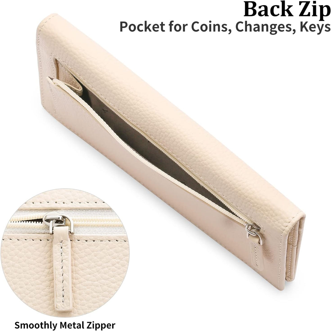 SENDEFN Dünne Geldbörse Damen, Echtes Leder Klein Portemonnaie Damen, RFID Schutz Dünn Clutch für Fr