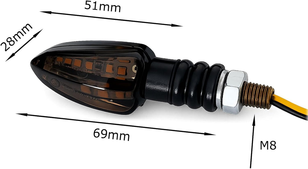 Germany Motorsports LED Motorrad Mini Blinker Wizzard Schwarz kurz universal 12V e-geprüft vorn hint