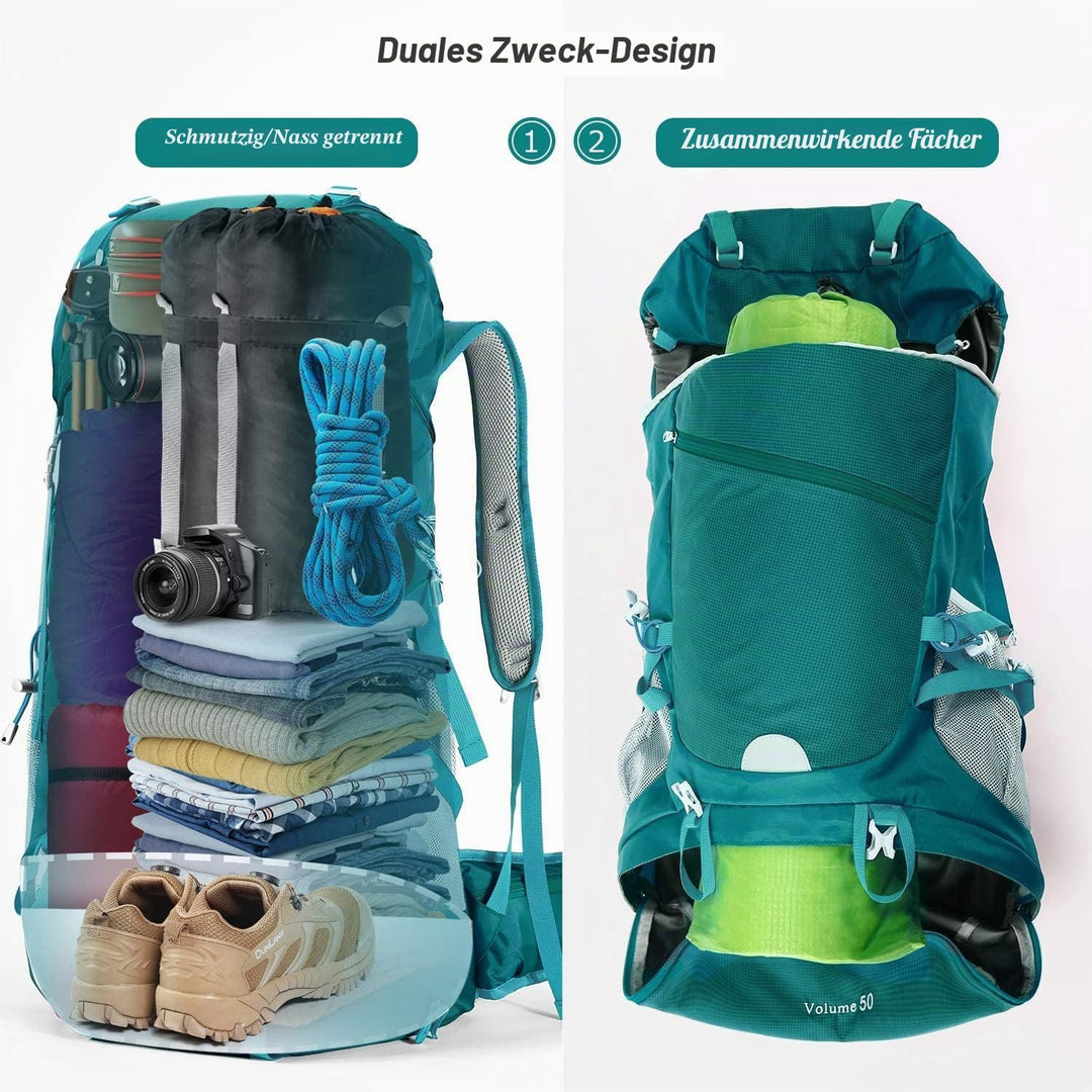 HOMIEE Wanderrucksack 50L, Herren Damen Wasserdichter Trekkingrucksack Reiserucksack Outdoor Wandern