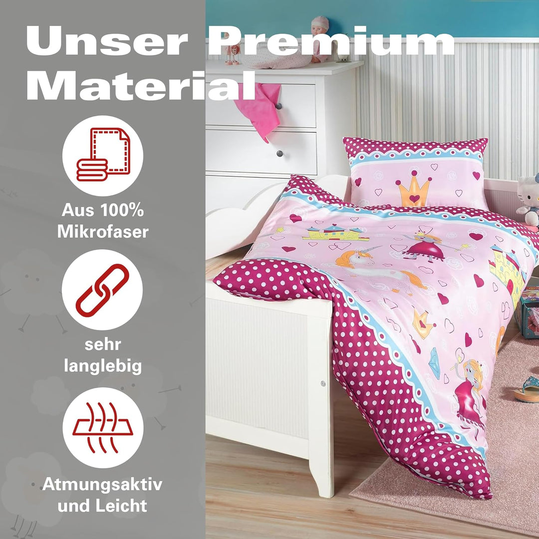 BaSaTex Kinder Baby Bettwäsche Set für Mädchen und Jungen | 100x135 cm + 40x60 cm | 100% Polyester M