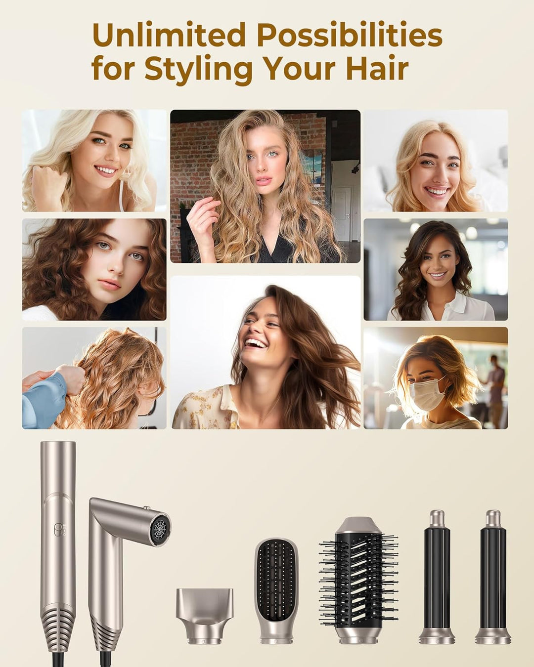 Haarstyler, Hair Styler Set, Air Styler, Hairstyler Set mit Professionellem Haartrockner, Haarbürste